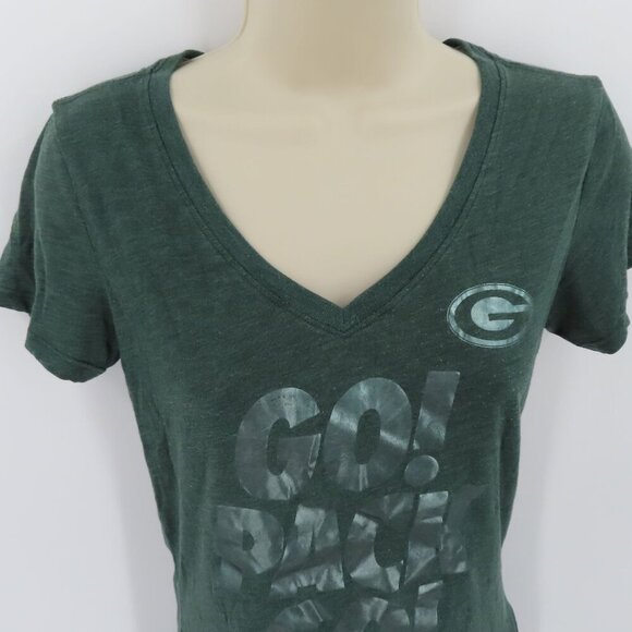Nike Womens Small Go Pack Go Green Bay Packers V Neck Tee Shirt Top NFL Apparel - Picture 2 of 10